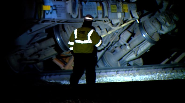 CSX crews were on scene of a train derailment in Covington, Ky. early Tuesday morning. ADAM SCHRAND/WCPO