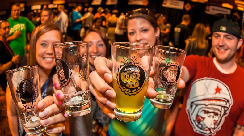 Attendees of the Jungle Jim's International Beer Festival in 2014. This year marks the festival's 10th anniversary. The festival features more than 400 beers from more than 100 breweries, including several from Cincinnati.