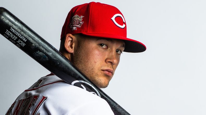 Nick Senzel, of the Cincinnati Reds, poses for a portrait at the Cincinnati Reds Player Development Complex on February 19, 2019 in Goodyear, Arizona. (Photo by Rob Tringali/Getty Images)