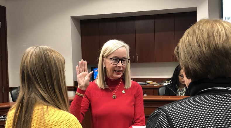 Susan Vaughn was sworn in Wednesday to serve a four-year term on Hamilton City Council. MIKE RUTLEDGE/STAFF