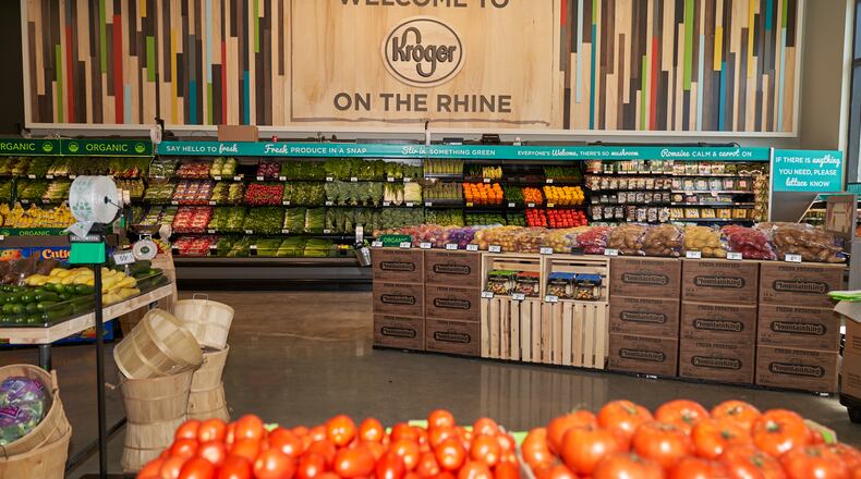 Krogers new On the Rhine offers traditional grocery shopping on the first floor.