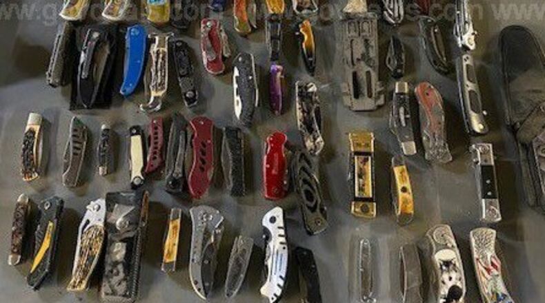 A grouping of knifes is one may items currently offered for sale from Middletown Police at GovDeals.com.