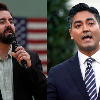 Incumbent Aftab Pureval, right, faced newcomer Cory Bowman, left, in the race for Cincinnati mayor this November. AP PHOTOS