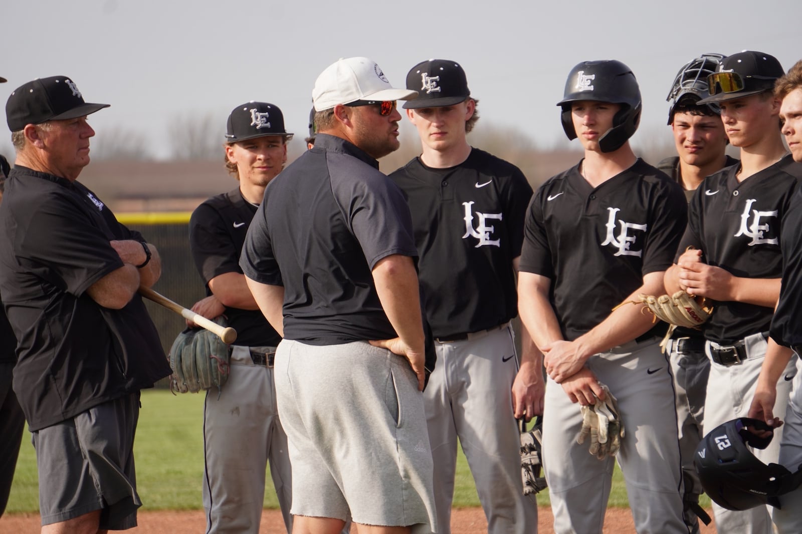 Lakota East baseball coach Drew Maus talks to his team during a recent practice. CHRIS VOGT / CONTRIBUTED