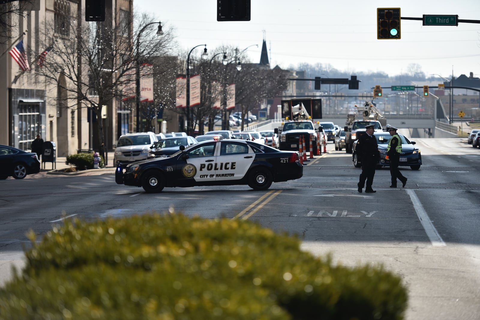 Hamilton Police Chief Trent Chenoweth and his executive team have developed a program based on its downtown walking beat, where one officer is assigned to just the downtown area and works exclusively with one detective. NICK GRAHAM / STAFF