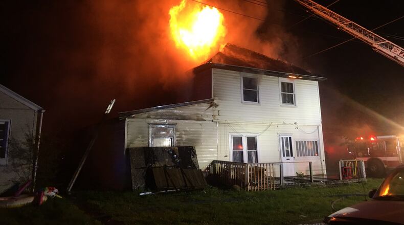 Three Middletown firefighters were injured Sunday night while fighting this fire in the 2000 block of Pearl Street. MIDDLETOWN DIVISION OF FIRE