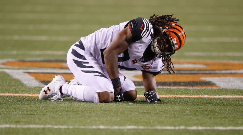 CINCINNATI, OH - SEPTEMBER 14: Adam Jones #24 of the Cincinnati Bengals reacts against the Houston Texans during the second half at Paul Brown Stadium on September 14, 2017 in Cincinnati, Ohio. (Photo by Joe Robbins/Getty Images)