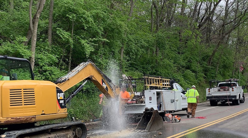 Fairfield crews repair a Gray Road water main break in April 2021. CONTRIBUTED