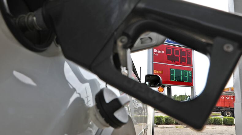 Gas prices are about 73 cents more than they were in Dayton at this time last year. BILL LACKEY/STAFF