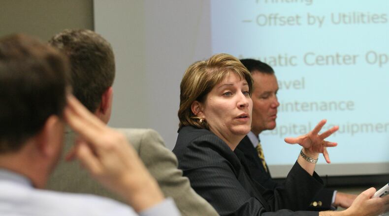 Fairfield Finance Director Mary Hopton, left, will leave her job with the city to be the CFO at Great Parks of Hamilton County. She’s been with the city for 19 years, the last decade as the city’s finance director. FILE PHOTO