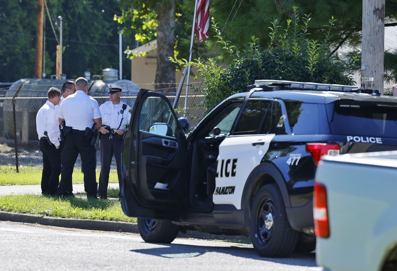 Hamilton police were on scene of a shooting in the 1200 block of Chestnut Street in Hamilton Friday, Sept. 24, 2021. NICK GRAHAM / STAFF