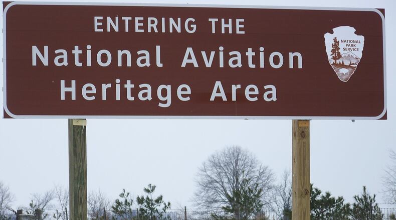 FILE: National Aviation Heritage Area Sign Auglaize County-Sign located on I-75 south bound near Wapakoneta, Ohio. Similar signs are located on I-70 eastbound, east of the Preble /Montgomery county line; on I-70 westbound, in Clark county; and on I-75 northbound near the Butler/Warren county line.