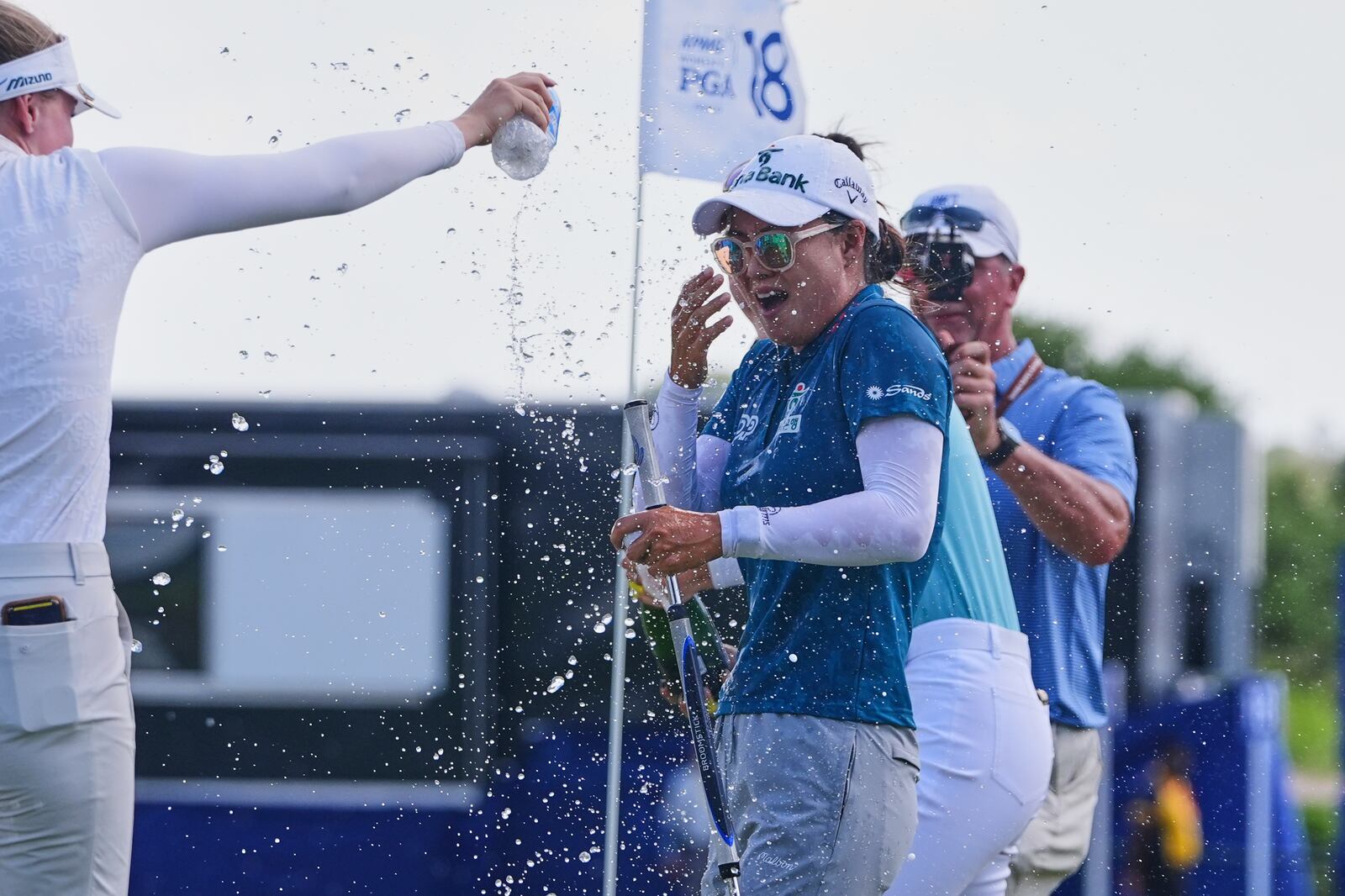Minjee Lee celebrates after winning the Women's PGA Championship golf tournament, Sunday, June 22, 2025, in Frisco, Texas. (AP Photo/LM Otero)