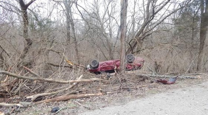 A rollover crash left a car upside down in the woods off an Indiana rural road this week with a Talawanda High School student dead at the scene, according to Indiana State Police. Freshman Bryce Hizer’s death has stunned the Oxford school community and grief counselors will be available to students when classes resume at the high school Monday. (Provided Photo/Journal-News)