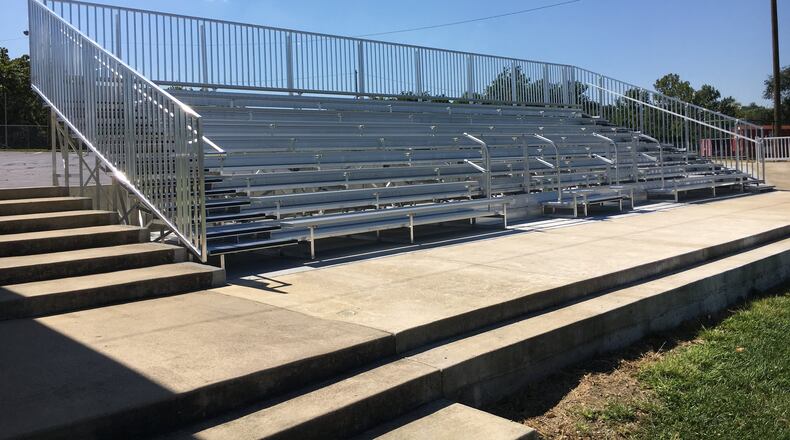 St. John XXIII Catholic School will debut its new bleachers at Ed Dobrozi Field on Friday for a back to school movie night. The bleachers were part of a fundraising drive this year by the school which replaced the old aging bleachers. The project was partially funded with a $10,000 challenge grant from the Middletown Community Foundation. ED RICHTER/STAFF
