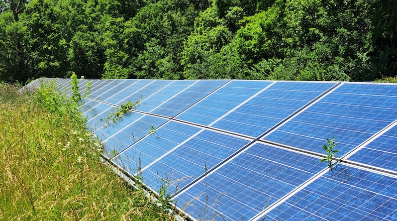 Butler County Commissioners have instituted a ban on large scale solar and wind farms according to a new law. Several residents protested the plan at a public hearing Monday. Small solar fields like this one are not impacted. NICK GRAHAM/STAFF
