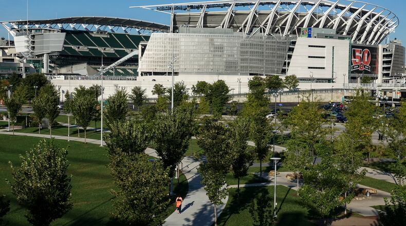 Hamilton County has confirmed the Cincinnati Bengals are exploring a potential naming rights deal for Paul Brown Stadium. (AP Photo/John Minchillo, File)