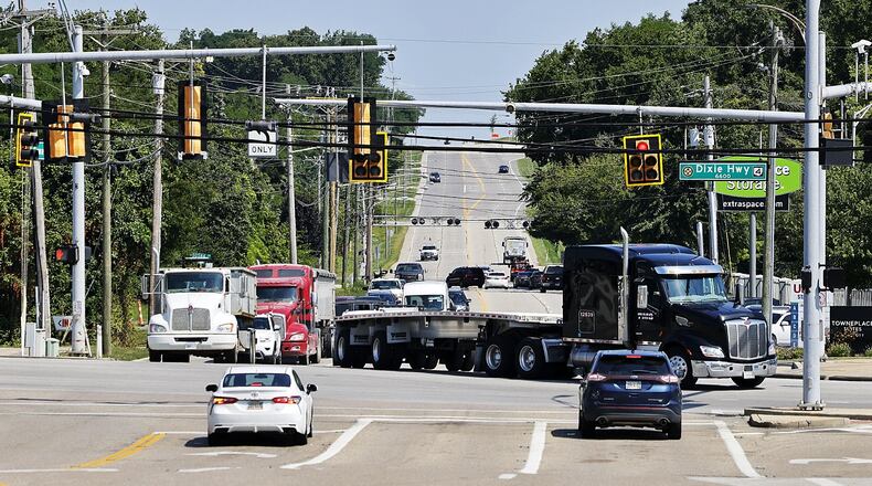 The city of Fairfield is applying for money to help fund a major portion of the Ohio 4/Seward Road intersection. The widening is needed because of the anticipated increase of the truck traffic associated with the business development along Seward Road. NICK GRAHAM/STAFF