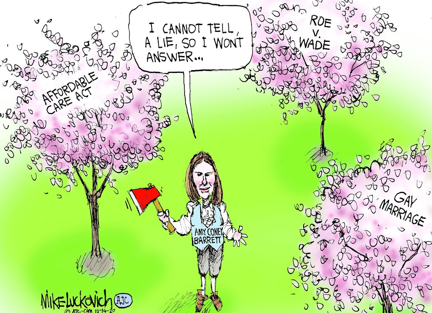 Week in cartoons: Town halls, Amy Coney Barrett and more