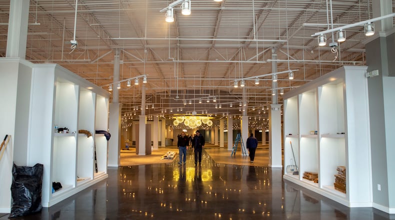 The entrance to what will soon be the new Morris Home store at the Mall at Fairfield Commons.