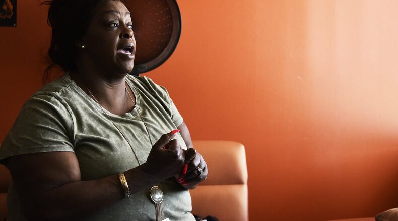 Sjuwana Springfield, aunt of Londale Harvey, who was shot and killed in January during a drive by shooting in Lindenwald, is having a rally at the shooting scene Saturday, May 18 to raise awareness of gun violence and unsolved crimes. NICK GRAHAM/STAFF