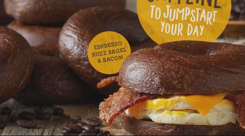 Each Espresso Buzz Bagel from Einstein Bros. Bagels contains 32 milligrams of caffeine. CONTRIBUTED