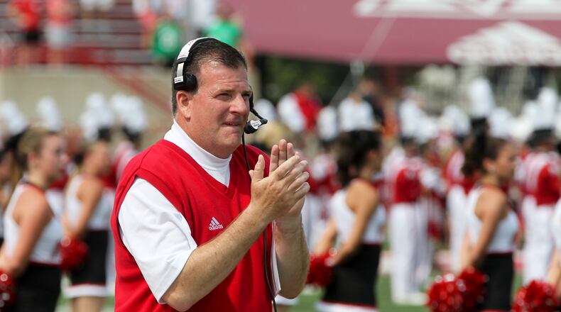 Miami football coach Chuck Martin is pleased with his “big-bodied” recruits. GREG LYNCH / STAFF