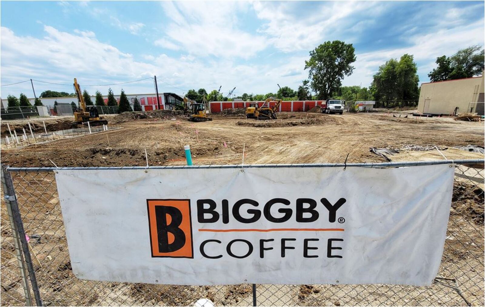 Construction is happening at the Biggby Coffee site on High Street in Hamilton. NICK GRAHAM/STAFF