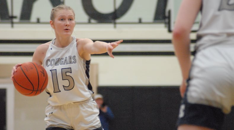 Edgewood junior Riley Homan (15) calls out a play against Mount Healthy during Division I sectional action at Lakota East on Wednesday. Chris Vogt/CONTRIBUTED