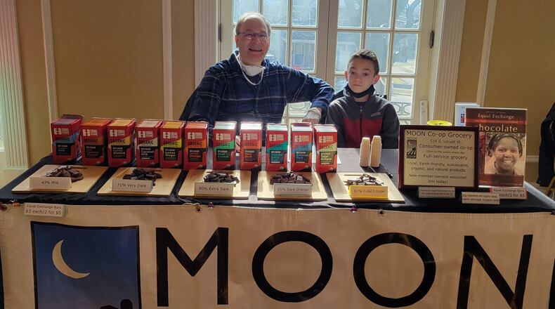Miles Dumyahn, right, hangs out with Jim Rubenstein at last year's Chocolate Meltdown in Oxford. CONTRIBUTED