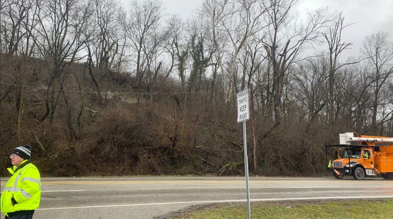 A landslide and tree that fell with it have blocked South B Street between Millikin Street and New London Road. PROVIDED
