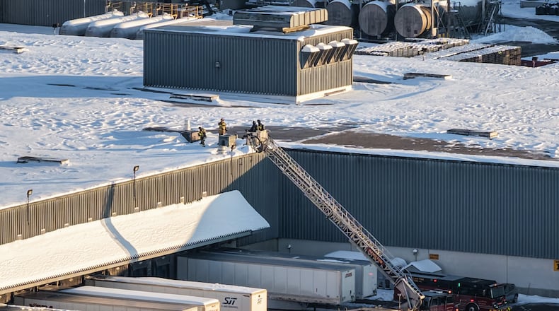 Fire crews from multiple jurisdictions responded to a report of smoke coming from the vents at the Molson Coors facility in Butler County on Tuesday, Jan. 27, 2026. NICK GRAHAM, STAFF