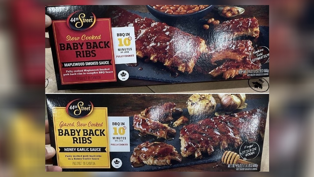 Some 44th Street brand frozen ready-to-eat baby back ribs from Canada are under recall because they were not presented for import reinspection, officials said Friday. The products were shipped to retail locations and restaurants in several states, including Ohio. CONTRIBUTED