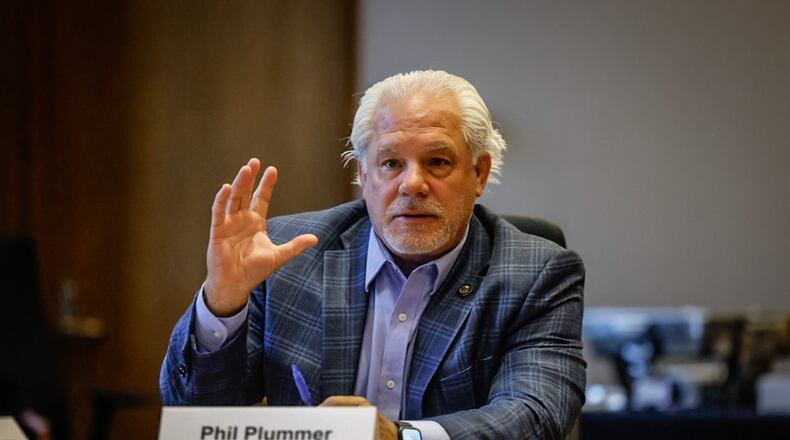 Ohio rep. Phil Plummer patriciates in a roundtable discussion about keeping home-grown talent and rebuilding the workforce at SInclair Community College Tuesday August 29, 2023. JIM NOELKER/STAFF