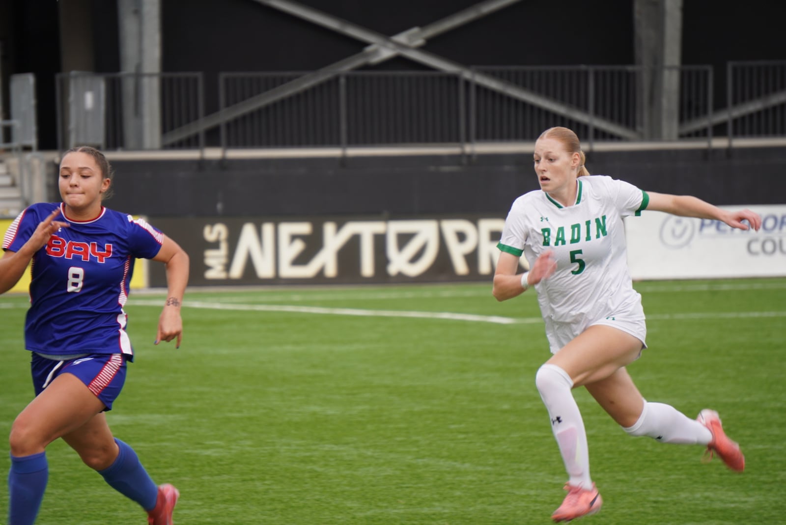 Badin High School's Addi Marshall runs after a loose ball during the Division III state championship game against Bay on Saturday, Nov. 8 at Historic Crew Stadium in Columbus. CHRIS VOGT / CONTRIBUTED PHOTO