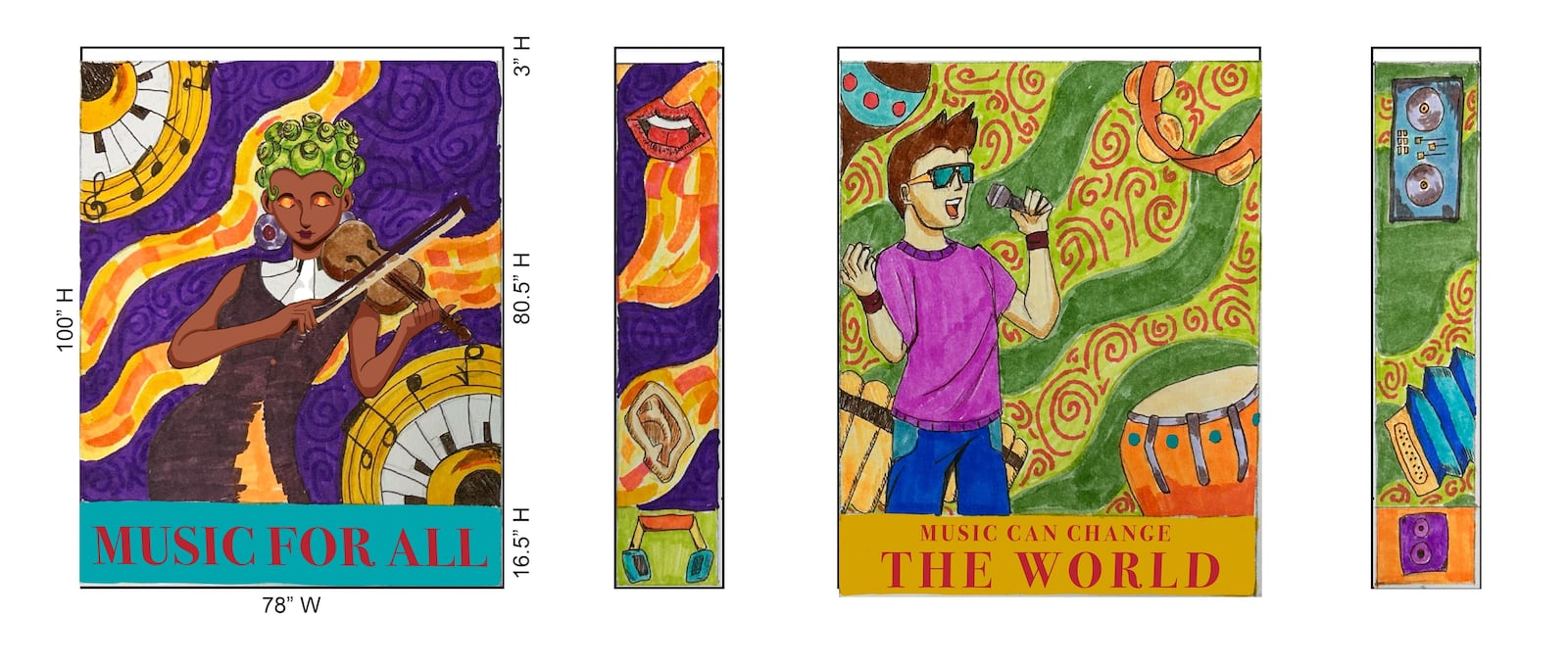 “Music for All,” designed by Hamilton High School student Makayla Reinersman, will be displayed on a utility box on South Second Street across from R.I.S.E. Fit and Household Books. The mural is one of four to be added this summer by StreetSpark, a public arts program now entering its second decade. CONTRIBUTED