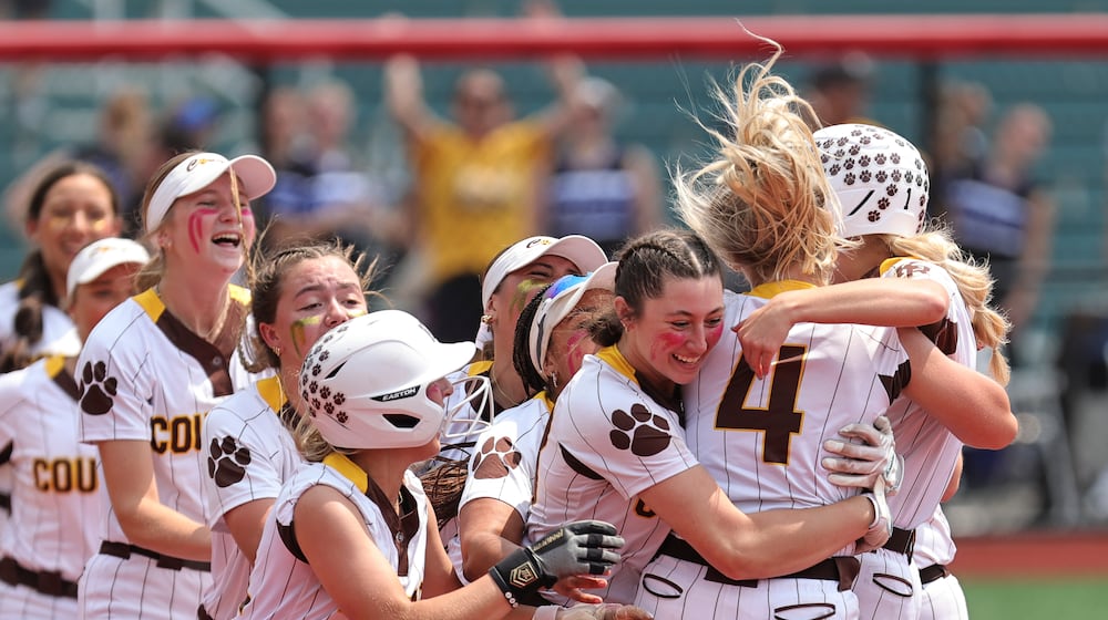 The Kenton Ridge High School softball team beat Lexington 4-3 in a Division IV state semifinal game on Wednesday, June 4 at Akron's Firestone Stadium. The Cougars beat Hillsboro 9-0 the next day to claim the first state softball title in Clark County history, finishing a perfect 32-0 season. MICHAEL COOPER / STAFF