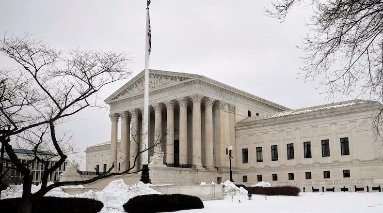 The Supreme Court is photographed, Friday, Feb. 6, 2026, in Washington. (AP Photo/Rahmat Gul)
