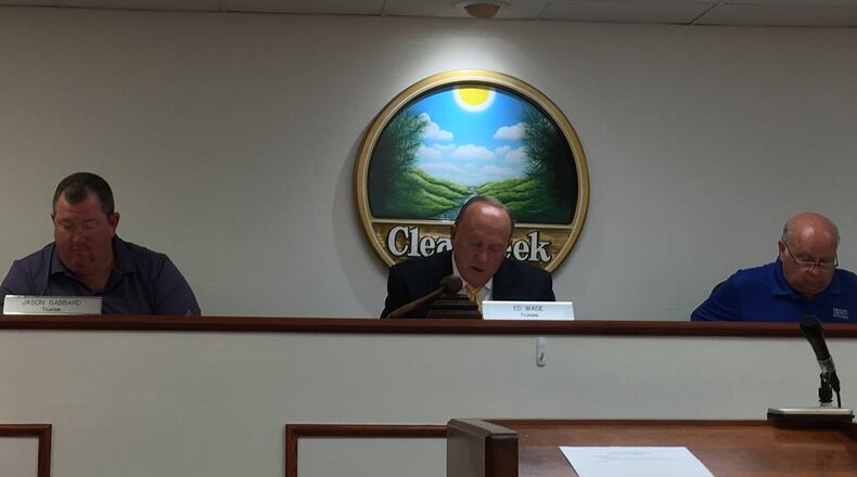 Clearcreek Twp. trustees accepted resignation of Fiscal Officer Linda Oda after 10 years during which she clashed periodically with the trustees. Staff photo by Lawrence Budd