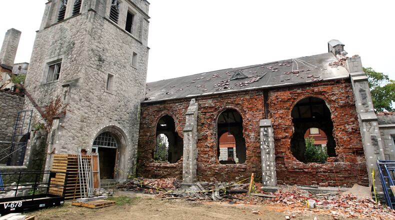 A church that was dismantled several years ago for a proposed Texas shopping square remains in crates and pallets in Middletown and in Texas. FILE PHOTO
ResErections Inc. is in the process of dismantling the First Baptist Church along Main Street in Middletown to be sent to a buyer in Bee Cave, Texas. Seven years later, the dismantled church remains in crates with half in Middletown and the other half in Texas. FILE PHOTO