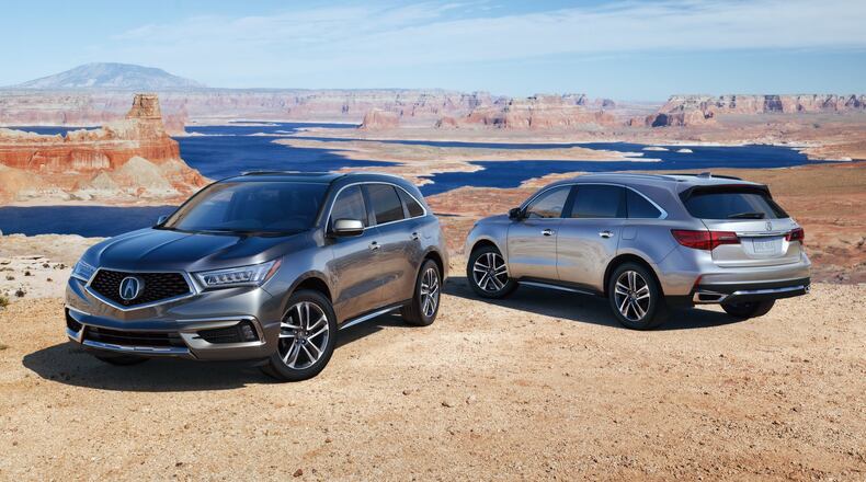The restyled and refreshed 2017 Acura MDX comes with new exterior styling, larger wheel and tire options and an expanded complement of premium features and technologies, including advanced safety and driver-assistive technologies, now offered as standard equipment. Photo by Acura