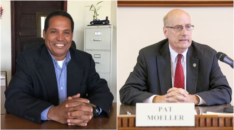 This year’s race for Hamilton mayor pits incumbent Pat Moeller (left) against challenger Ramon Batista.