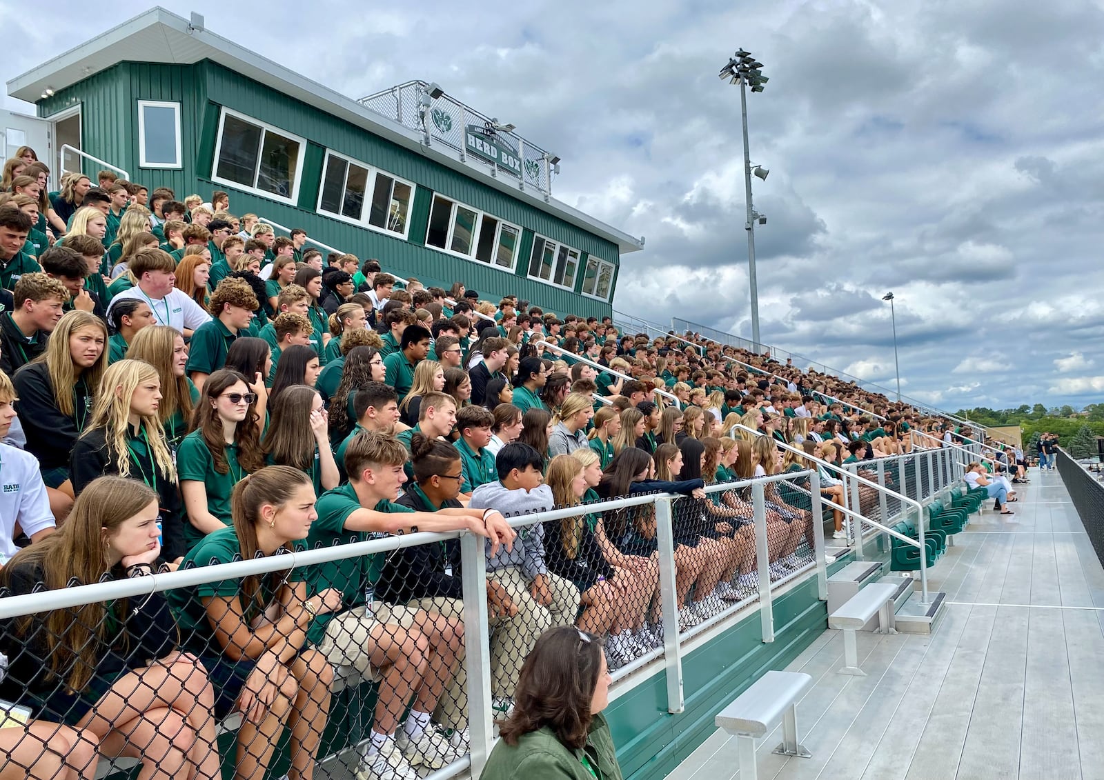 Badin High School’s held its first official tour and pep rally Friday in its new $15 million stadium, the first on-campus athletic facility in the school’s 60-year history. (Photo By Michael D. Clark/Journal-News)
