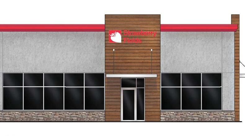 This is a rendering that was included in the site plan application for the CannAscend Alternative doing business as Strawberry Fields medical marijuana dispensary to be constructed in Monroe. The plans are being reviewed by city officials and is expected to go to the city Planning Commission on Aug. 17. Once approved by the Planning Commission, the developer can apply for building permits to be issued. CONTRIBUTED