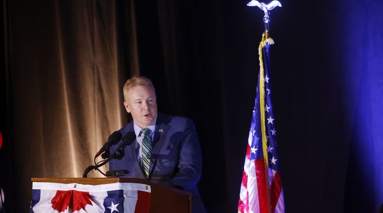 Congressman Warren Davidson speaks at the Butler County GOP Lincoln Day dinner on April 13 | Nick Graham/Staff