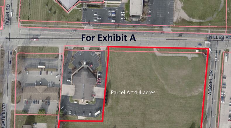 This property owned by Hamilton adjacent to Fairfield's Nilles Road fire headquarters would be swapped to Fairfield for an 8-acre site behind the Joe Nuxhall Miracle League Fields on Groh Lane under a proposed deal between the two cities. Contributed photo