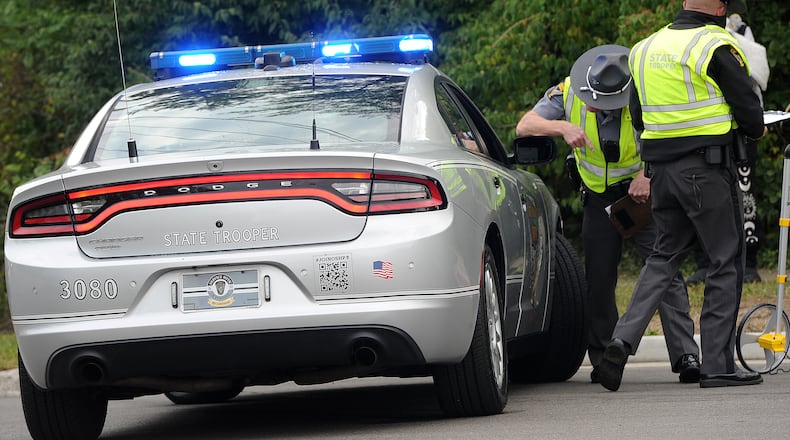 The Ohio State Highway Patrol investigating a crash in Harrison Twp. Tuesday, Sept. 19, 2023. MARSHALL GORBY\STAFF