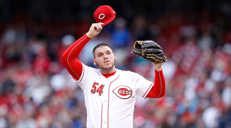 CINCINNATI, OH - MAY 08: Rookie Davis #54 of the Cincinnati Reds reacts while pitching against the New York Yankees in the first inning of a game at Great American Ball Park on May 8, 2017 in Cincinnati, Ohio. (Photo by Joe Robbins/Getty Images)