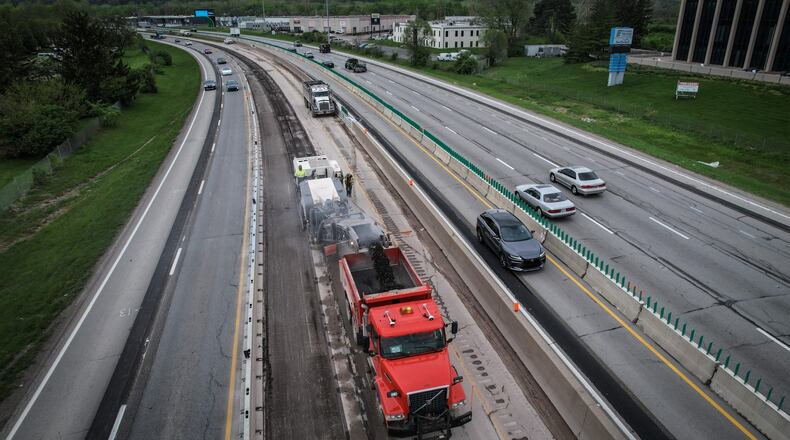 Interstate 75 between Dryden Road and the West Carrollton exit is now a construction zone. The project is expected to take two years to complete. JIM NOELKER/STAFF