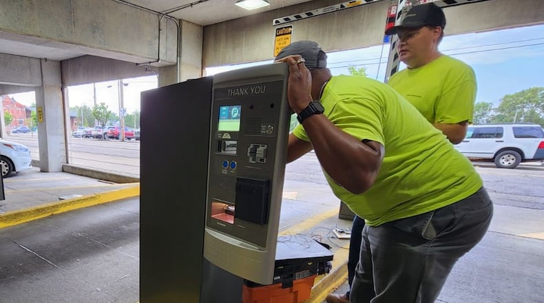 Installation of a fully automated system in the Butler County Government Services Center parking garage was completed this summer. Nick Graham/STAFF